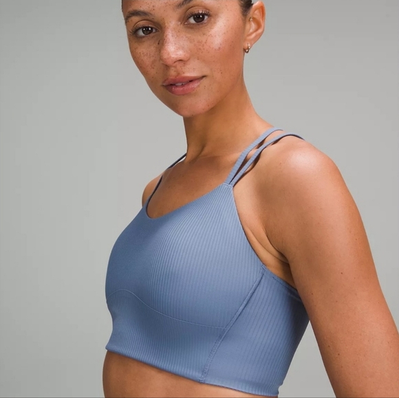 Lululemon Like a Cloud Ribbed Longline Bra Light Support, B/C Cup Oasis Blue - Picture 3 of 4